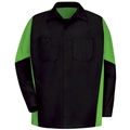 Workwear Outfitters Men's Long Sleeve Two-Tone Crew Shirt Black/ Lime, 4XL SY10BL-RG-4XL